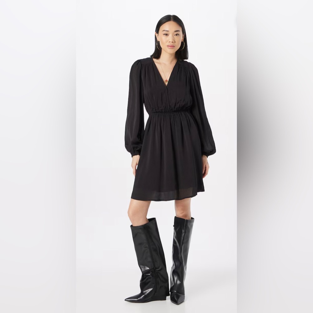 Scotch & Soda Black V-Neck Long-Sleeve Mini Dress